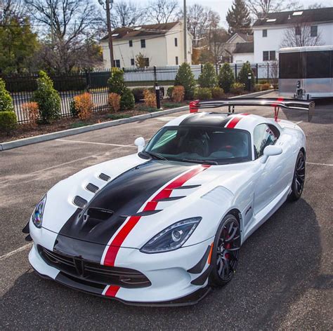 Dodge Srt Viper Acr Painted In White W Black And Red Racing Stripes