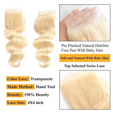 12a Russian Blonde 613 Transparent Lace Frontal Closure Human Hair 100 Russian Blonde Human