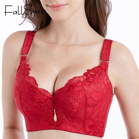 FallSweet Women Bras Push Up Lace Bra Plus Size Brassiere Red Lingerie CNY Tops Shopee Malaysia