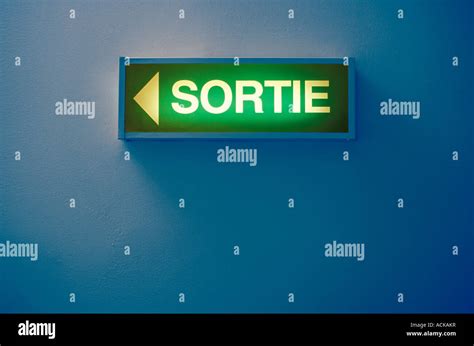 Backlit French SORTIE sign Stock Photo - Alamy