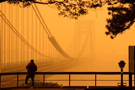 canadian wildfire smoke spreads hazardous haze   whyy