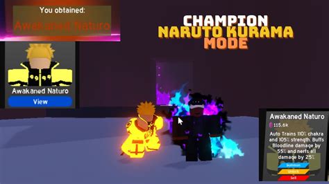 I Obtain Champion Naruto Kurama Mode Anime Fighting Simulator Youtube