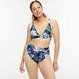 J Crew Plunge V Neck Bikini Top In Retro Floral