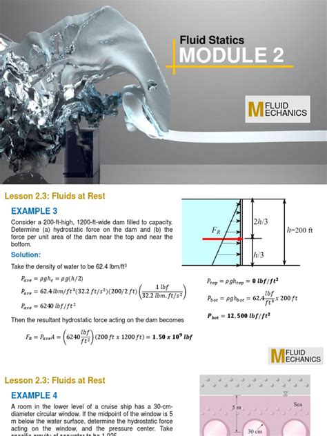Module 2 Fluid Statics - Hydrostatic Forces On Plane Surfaces Solved ...