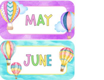 Hot Air Ballon Watercolor Classroom Theme Birthday Clip Chart Tpt