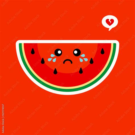 Cute Watermelon Cartoon Illustration Kawaii Cartoon Slices Of