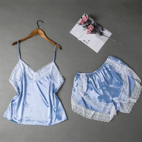 pièces femmes Sexy dentelle panneau couleur unie Lingerie Sexy pyjamas Bleu ciel Cdiscount