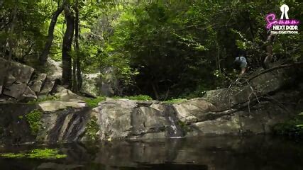 Outdoor Sex And Skinny Dipping After Hiking To The Waterfall