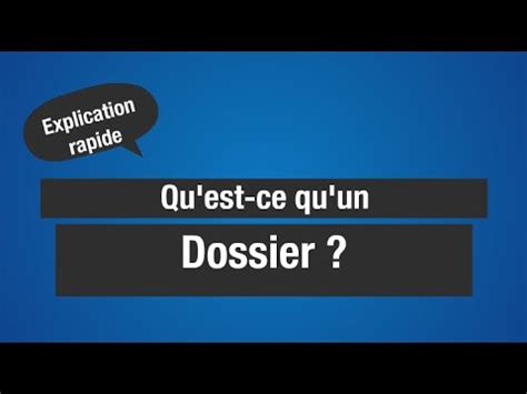 Qu Est Ce Qu Un Dossier Mon Prof D Info Youtube