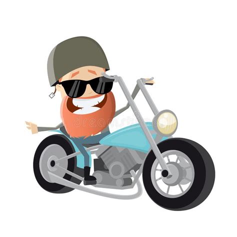 Funny Cartoon Biker Riding His Bike Stock Vector - Illustration of ...