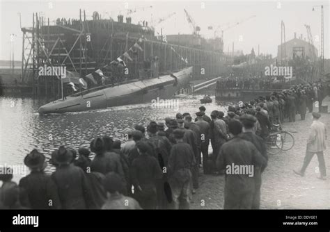 launching   submarine kockums shipyard malmoe sweden  artist