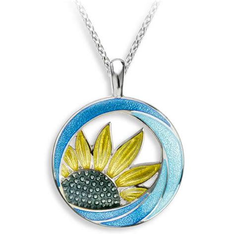 Nicole Barr Yellow Sunflower Circle Necklace In Sterling Silver