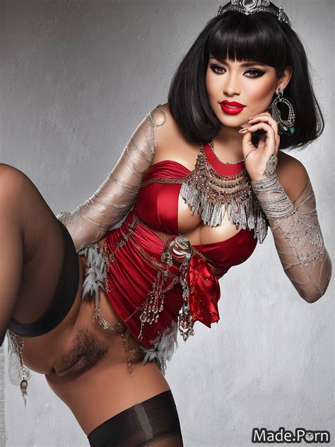 Porn Image Of Photo Studio Bottomless Arched Eyebrow Cotton Silk Transparent Mid Length Hair