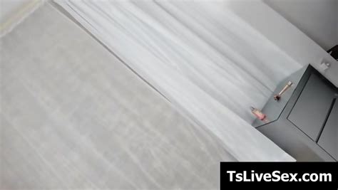 Latina Tranny Stroking Her Monster Cock