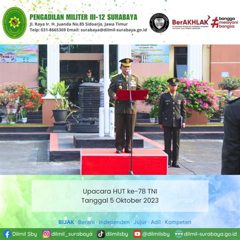 Upacara Dalam Rangka Memperingati Hari Ulang Tahun Ke 78 Tentara