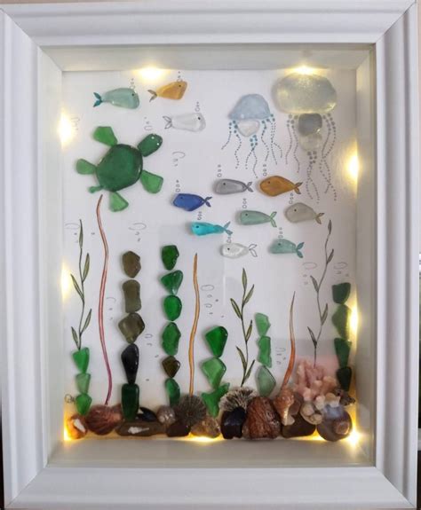 Sea Glass Artwork Glass Wall Art Sea Glass Mosaic Sea Glass Crafts Beach Art Beach Room