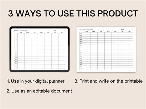 Hourly schedule, blank calendar weekly, employee work schedule, exercise schedule, daycare
