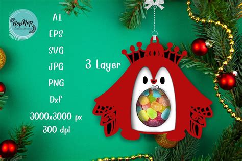 The King Penguin Candy Holder Christmas Graphic by NopNop Mandala