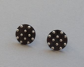 Artisan Oxidised Oval Sterling Silver Stud Earrings Made To Etsy