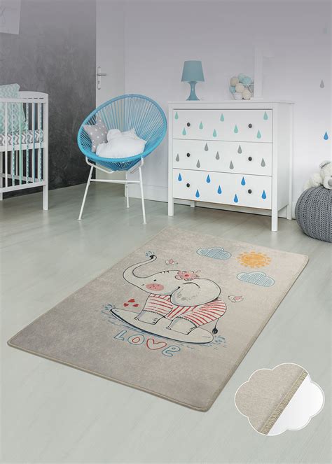 DINKLEY Tapis Pour Chambre D Enfant Cute Gris 100x160 Cm Selsey