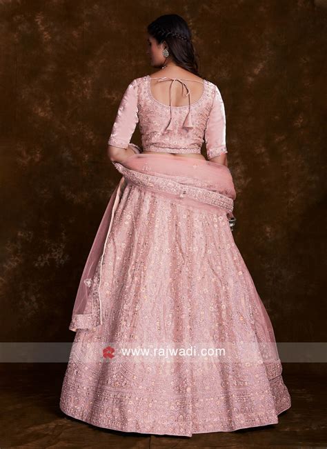 Designer Embroidered Peach Lehenga Choli