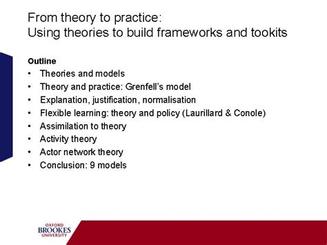 From Theory To Practice Using Theories To Build