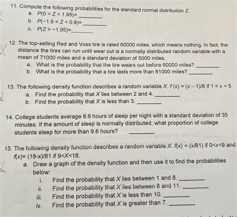 Solved 11. Compute the following probabilities for the | Chegg.com