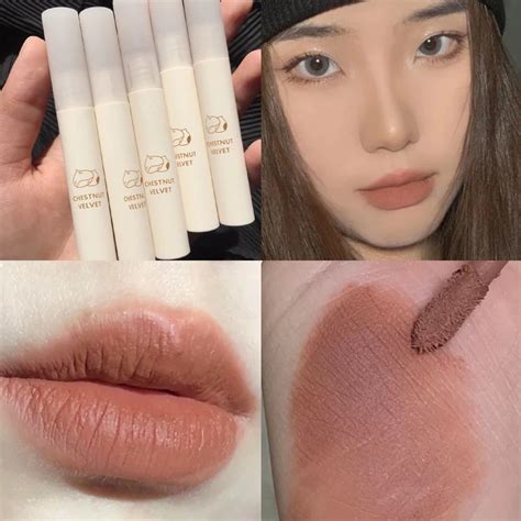 Matte Nude Labial Gloss Cores Prova Dfading Gua Nenhum Desvanecimento Duradouro Nude Marrom