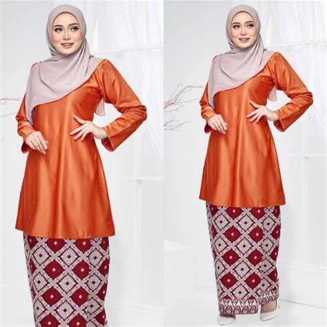 XS 5XL ORANGE BRICK OREN BATA KURUNG RIAU BATEK BATIK PLUSSIZE TUNANG