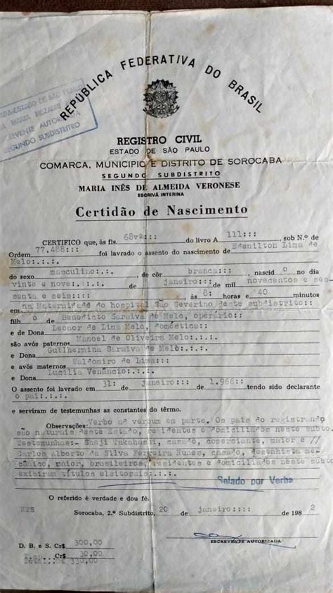 Qual O Número Da Certidão De Nascimento Antiga - Certidão de Nascimento do Nene • FamilySearch
