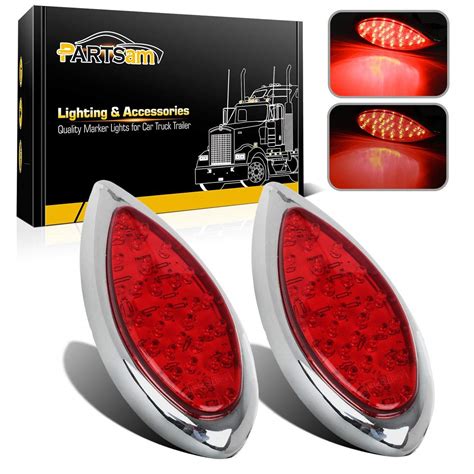 Buy 2pcs Red 35 Led Chrome Tear Drop Truck Trailer Stop Turn Brake Tail Lights Sealed Whigh Low