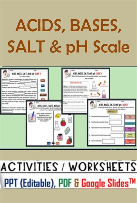 Acids Bases Salts Ph Scale Activities Ppt Text Editable Digital