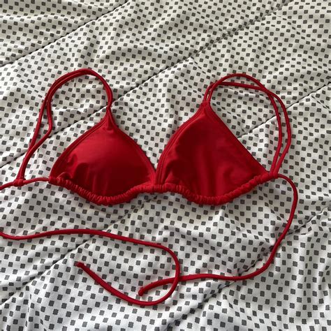 Red Bikini Top Size Medium Worn Once Depop