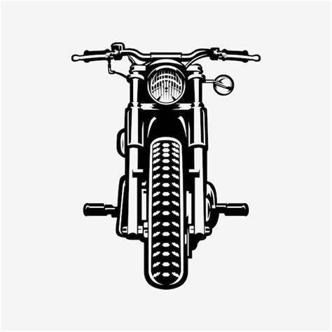 Premium Vector Chopper Motorcycle Front View Vector Art Monochrome Silhouette Isolated Eps