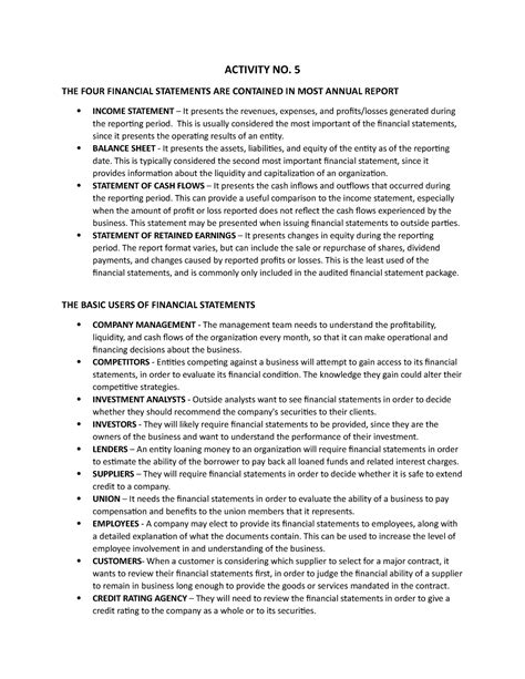 activity  fm financial management activity