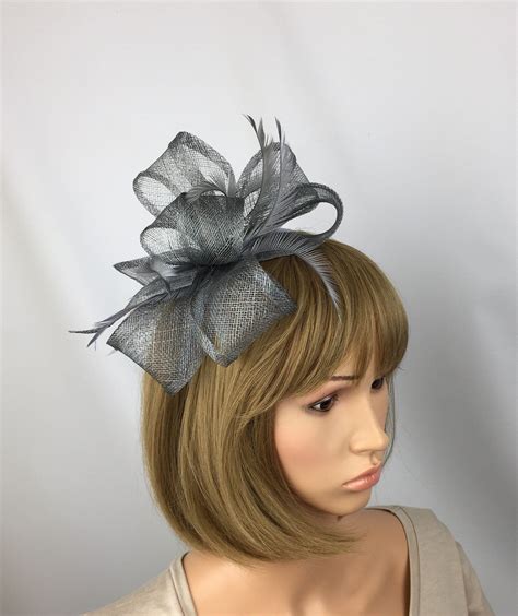 Pale Grey Silver Fascinator Gray Hatinator Light Grey Wedding Etsy