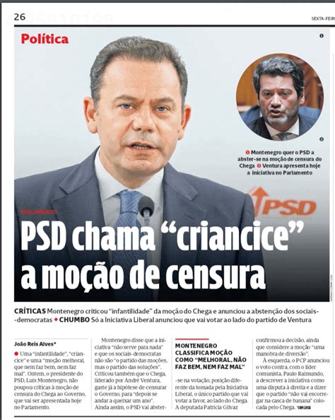 Existe Algures Um Acordo Com Ps E Psd Para Baterem No Chega Entao O