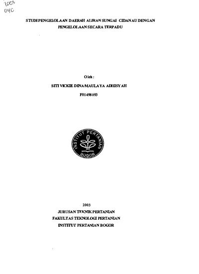 Studi Pengelolaan Daerah Aliran Sungai Cidanau Dengan Pengelolaan