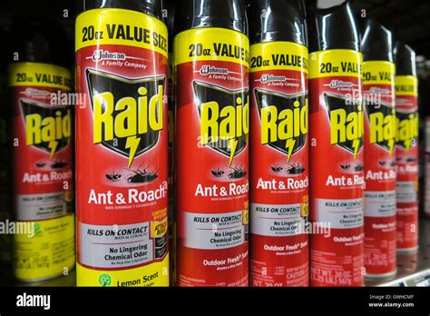 Store Display Raid Bug Killer Spray Cans Usa Stock Photo Alamy