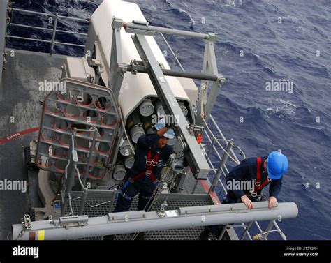 US Navy Fire Controlmen Transfer Missiles From A Nato Sea Sparrow