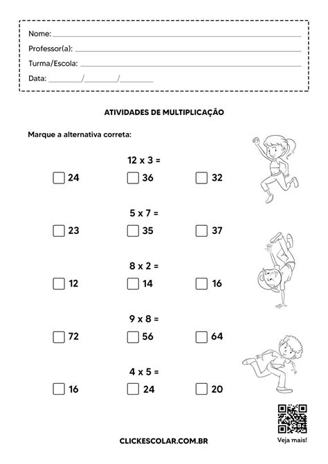 Atividades de Multiplicação para 5º Ano Click Escolar