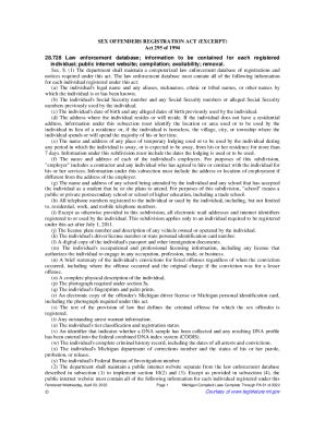 Fillable Online SEX OFFENDERS REGISTRATION ACT EXCERPT Act Of Fax Email Print PdfFiller