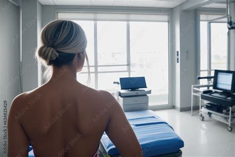 Back View Of Patient Preparing For Operation Ready To Go To Operation Room Unit Naked Female