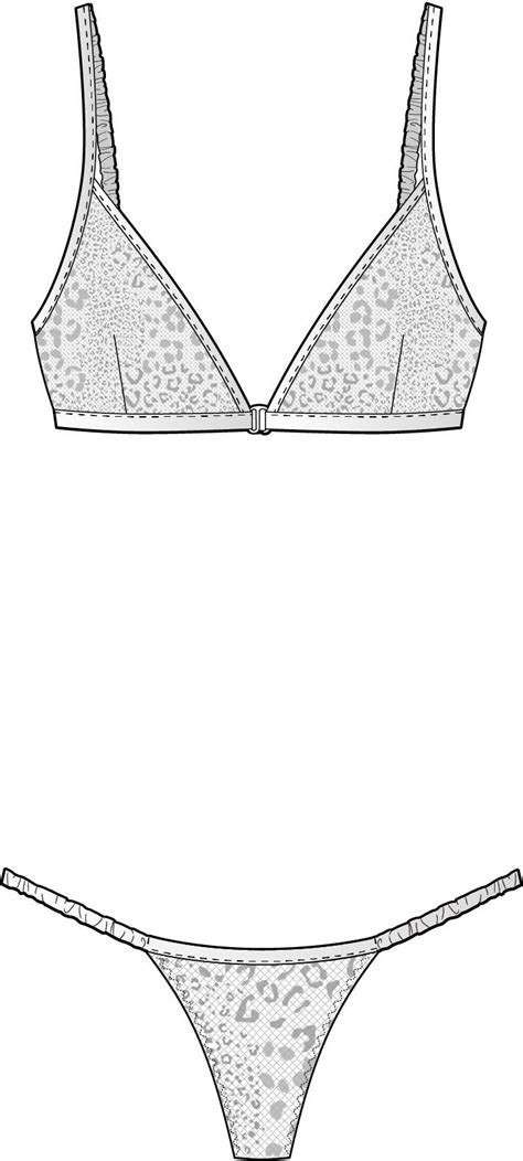 Womens Intimates Lingerie Set 4 CAD Technical Drawing Adobe Illustrator Etsy