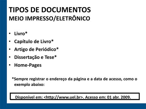 PPT Apresentação de Trabalhos NBR 14724 2011 Citações em Documentos