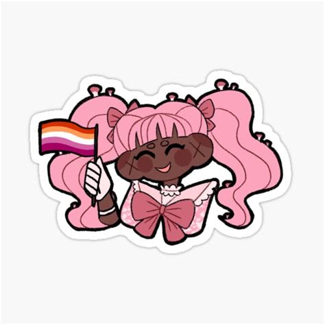 Cute Pink Mushroom Girl Chibi Lesbian Pride Flag Sticker By Sunkingsea Redbubble