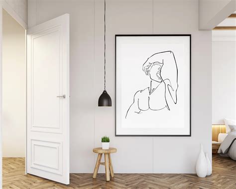 Gay Line Art Minimal Nude Male Portrait Erotic Print Wall Etsy