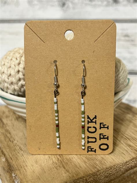 Fuck Off Morse Code Secret Message Dainty Dangle Beaded Earrings Etsy