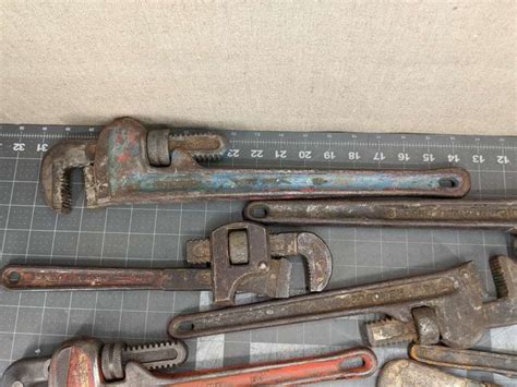 Lot Of Pipe Wrenches Includes Nicer Stillson Of Erie Tool Works Bid