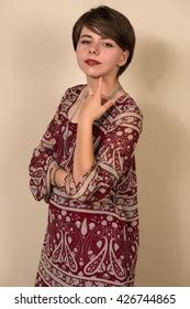 Стоковая фотография 1515557858 Short haired Young Brunette Girl Portrait Shutterstock